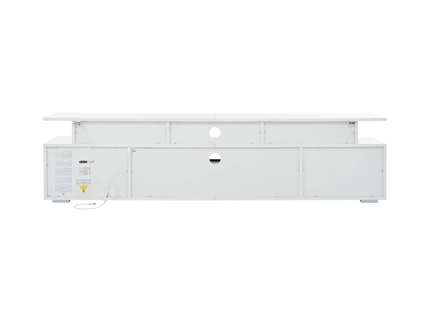 Mobile TV bianco con 2 ante, LED e 1 cassetto, spazio di archiviazione multistrato 180x38x45cm