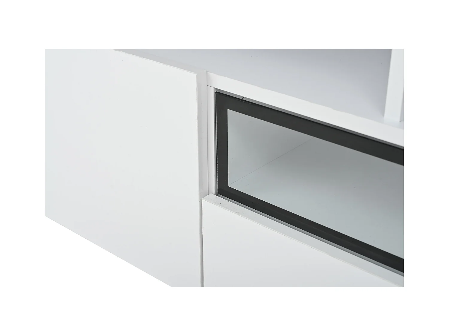 Mobile TV bianco con 2 ante, LED e 1 cassetto, spazio di archiviazione multistrato 180x38x45cm