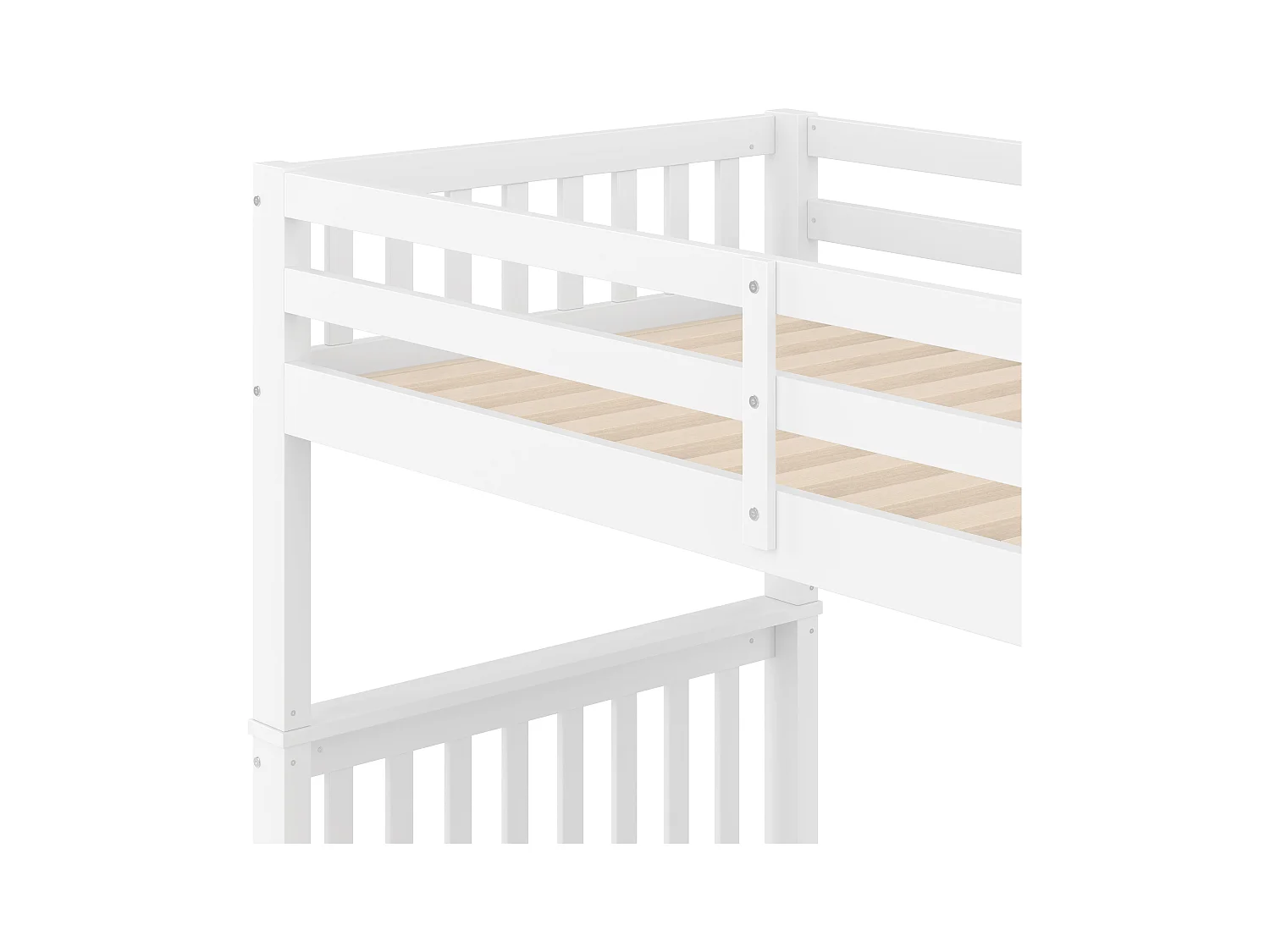 Lit superposé blanc 90x200cm avec lit gigogne 90x190cm, escalier de rangement, sans matelas