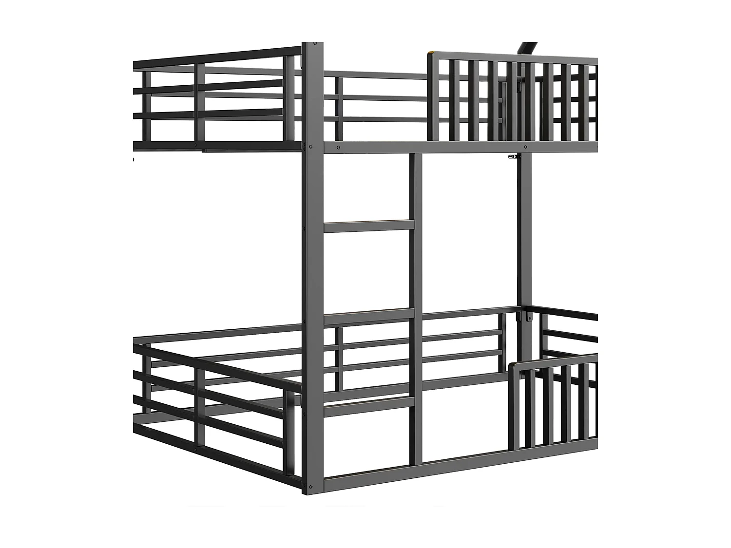 Lit 140x200 cm - Lit Superposé Maison Avec Barrière Style Zaun et Éclairage LED 7 Couleurs - En Métal - Sans matelas - Design Bas Moderne - Noir