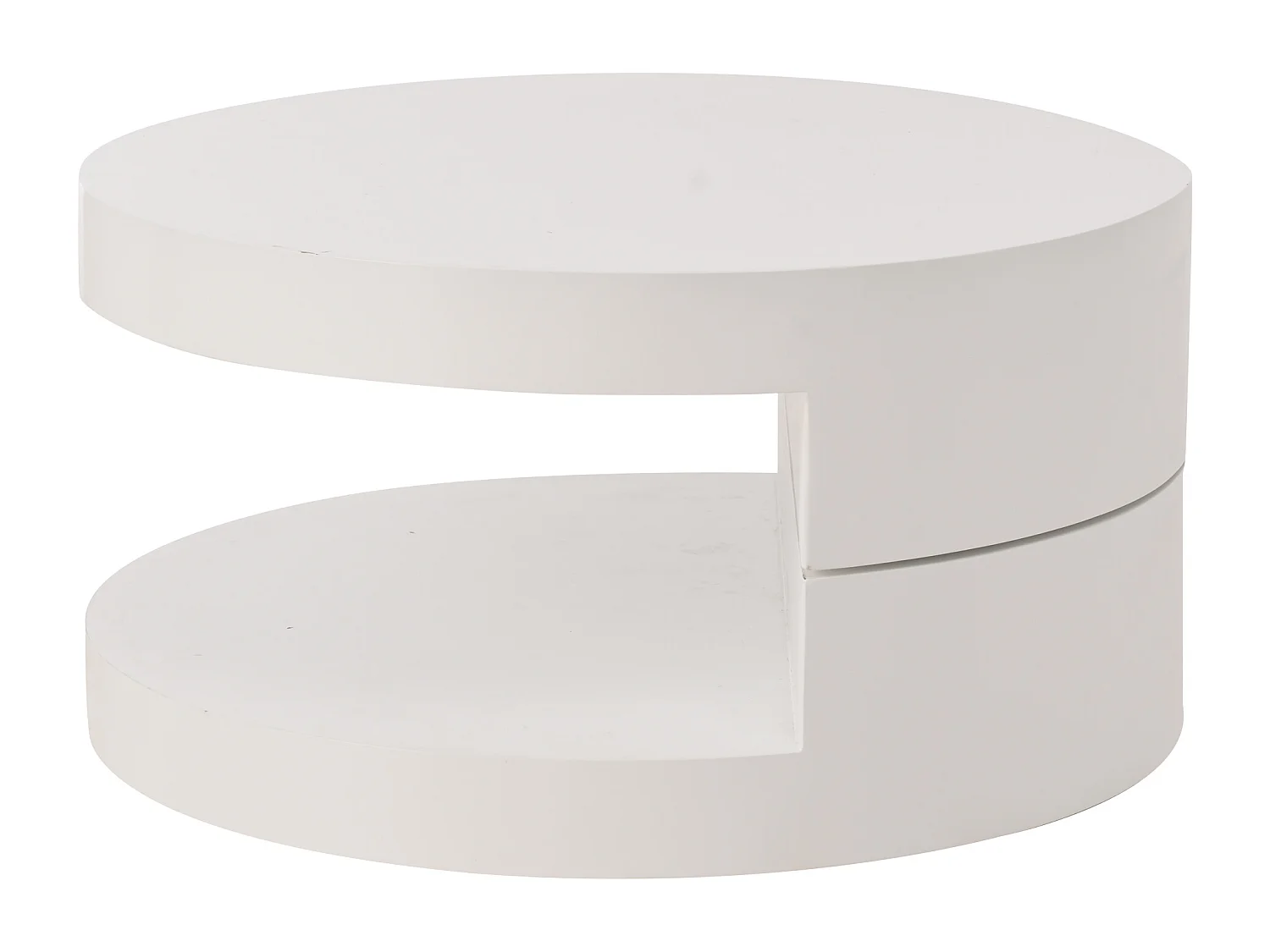 Table basse cylindrique blanche avec éclairage LED, plateau supérieur rotatif