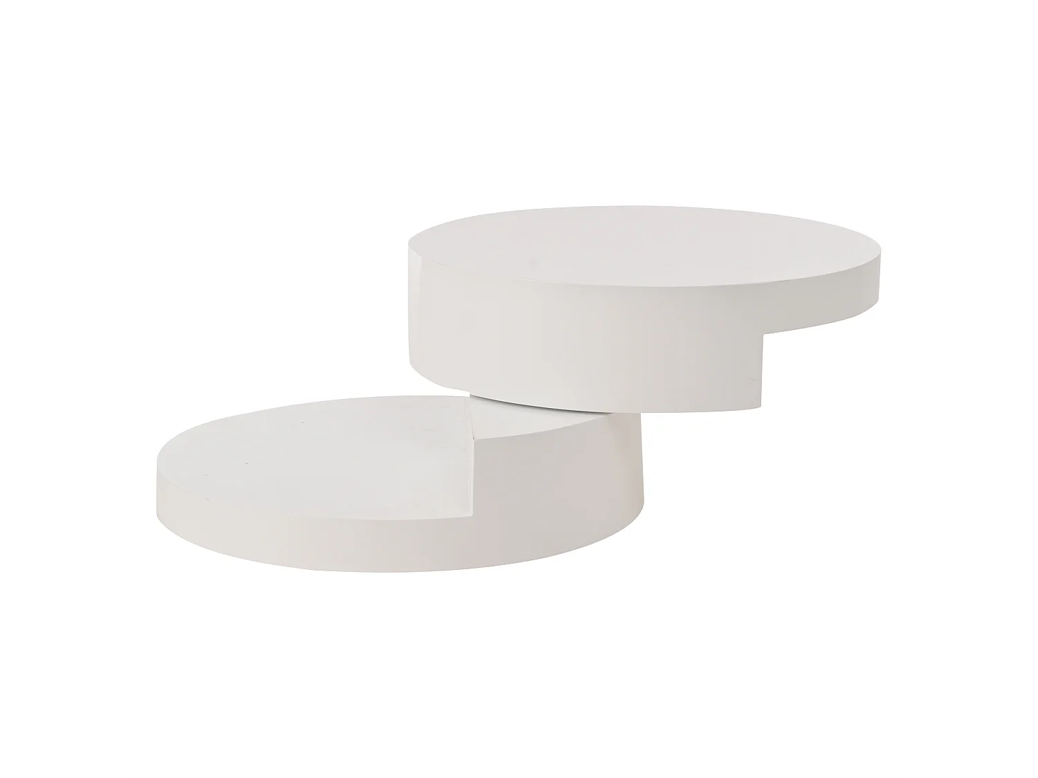 Table basse cylindrique blanche avec éclairage LED, plateau supérieur rotatif