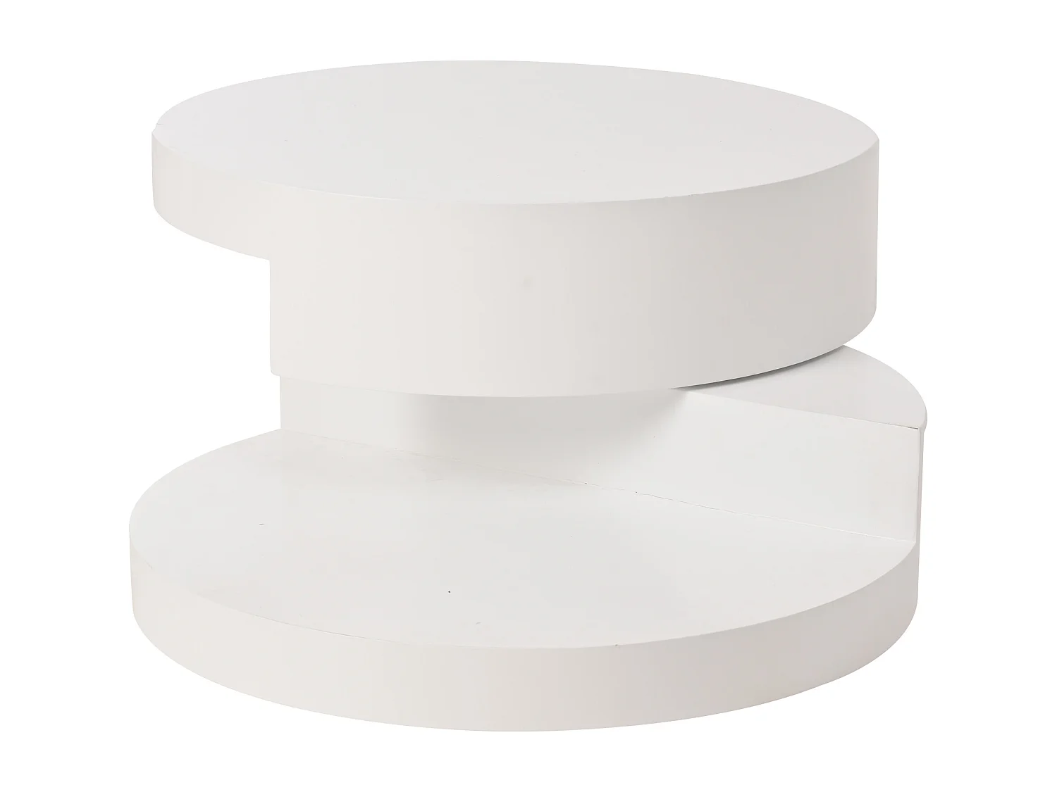 Table basse cylindrique blanche avec éclairage LED, plateau supérieur rotatif