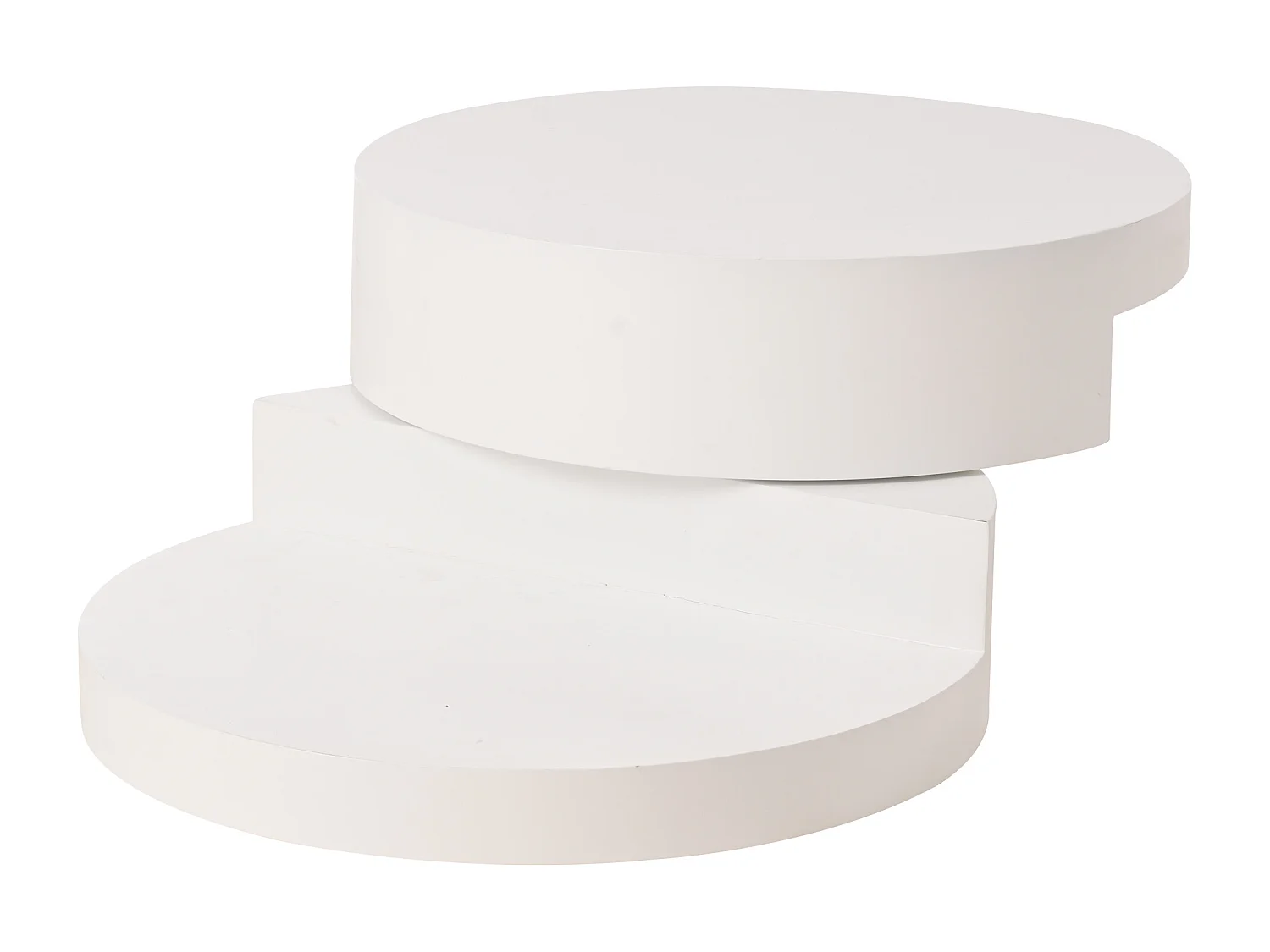 Table basse cylindrique blanche avec éclairage LED, plateau supérieur rotatif