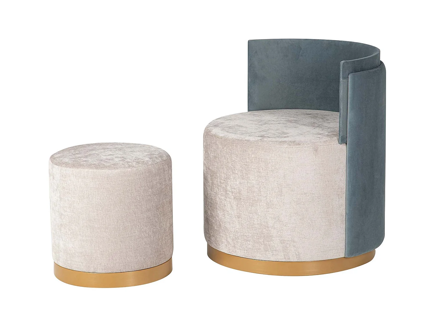 Set Butaca Y Puff Velvet 61x61x70 40x40x40 Cm