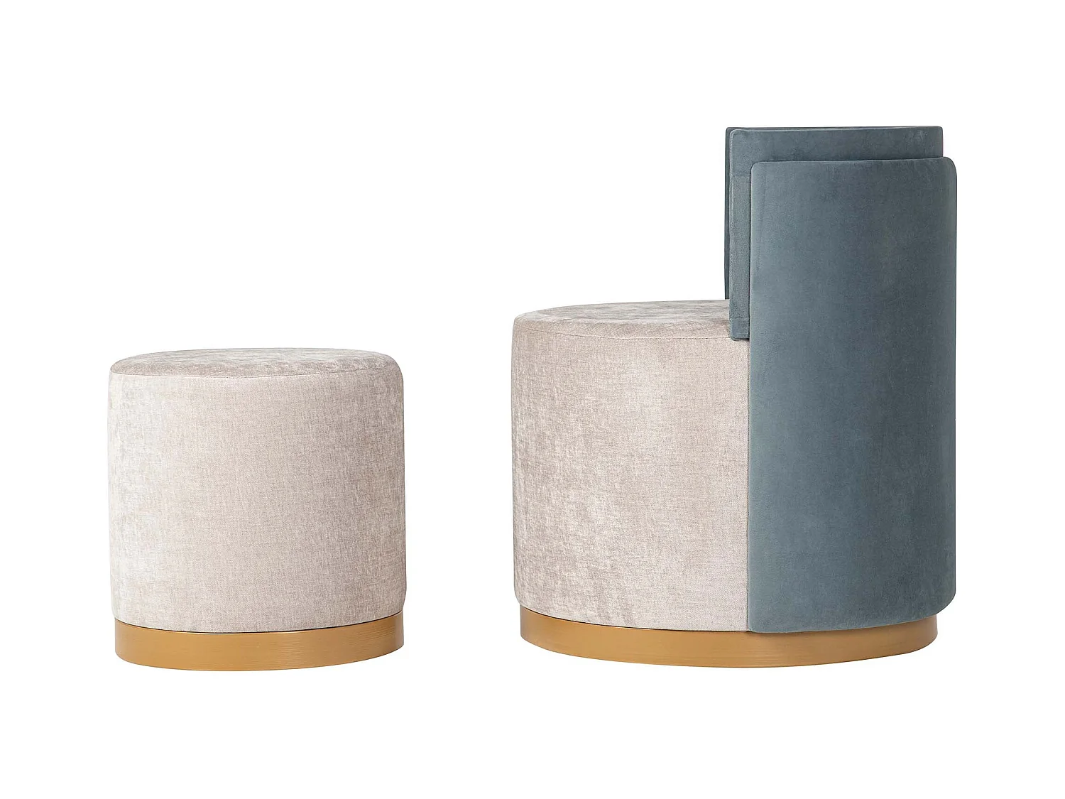 Set Butaca Y Puff Velvet 61x61x70 40x40x40 Cm