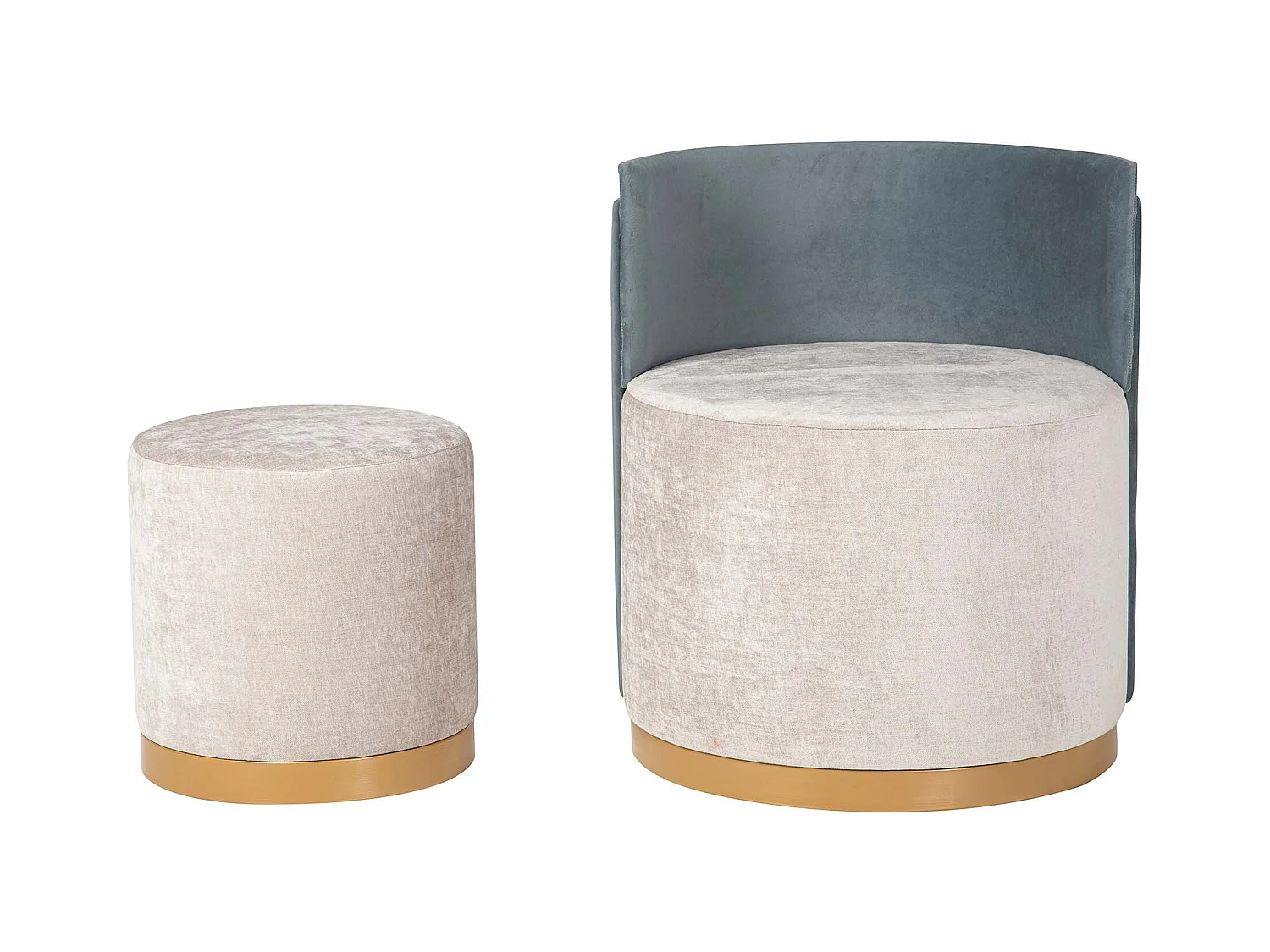 Set Butaca Y Puff Velvet 61x61x70 40x40x40 Cm