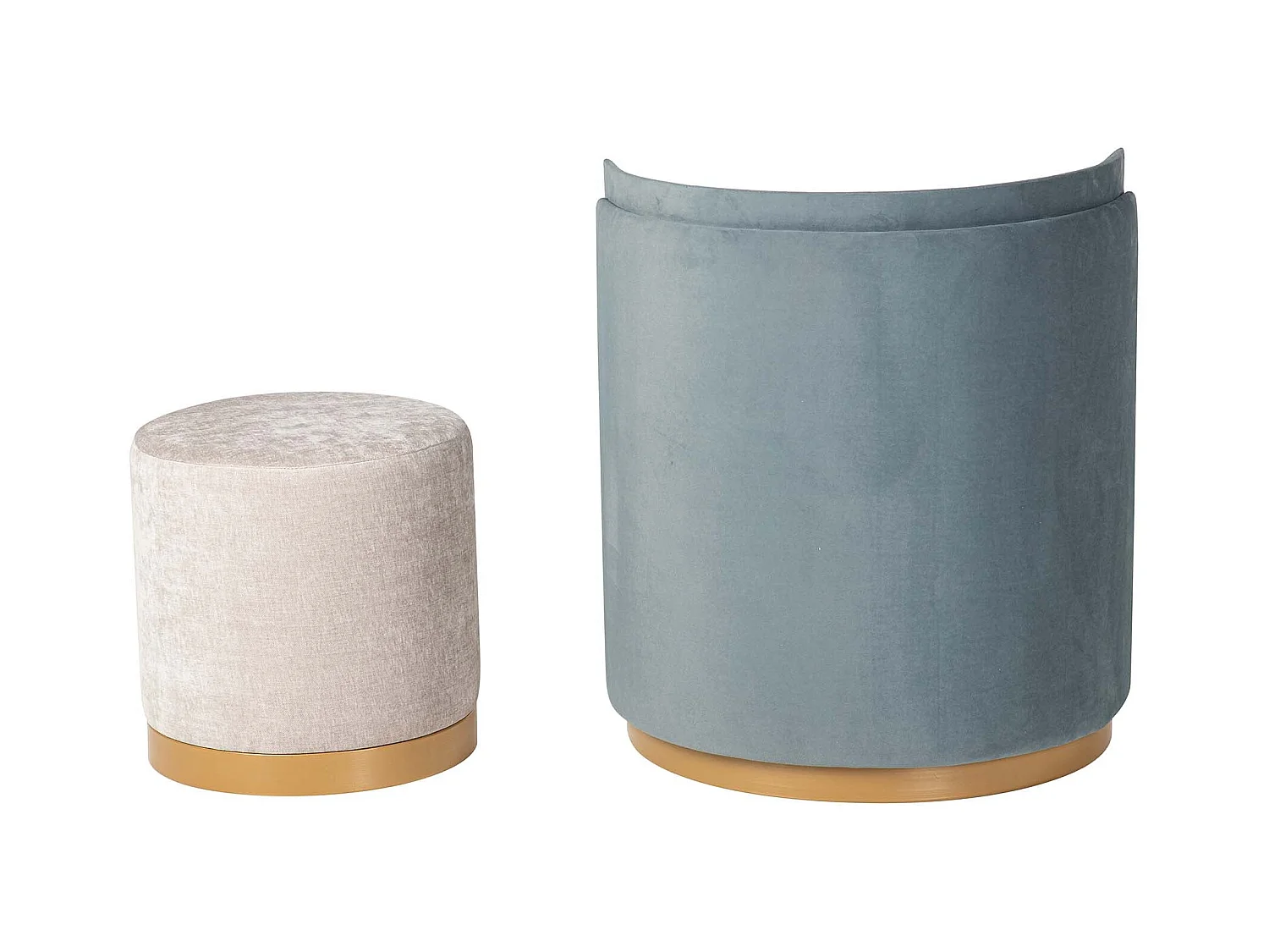 Set Butaca Y Puff Velvet 61x61x70 40x40x40 Cm