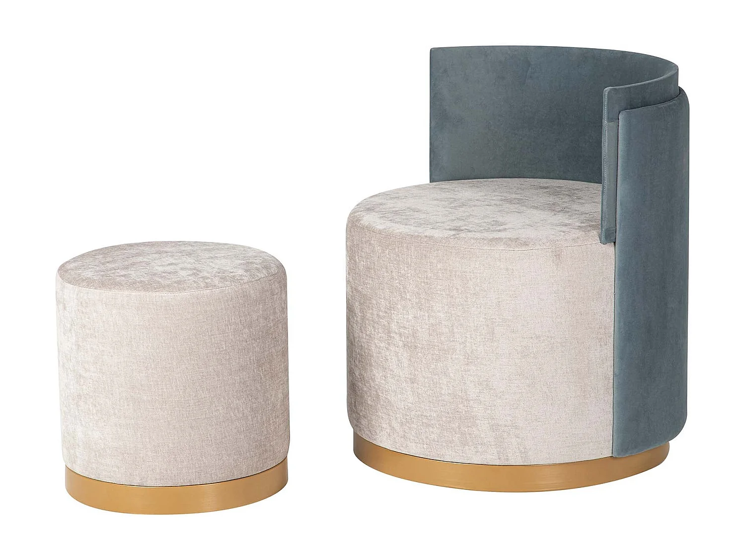 Set Butaca Y Puff Velvet 61x61x70 40x40x40 Cm