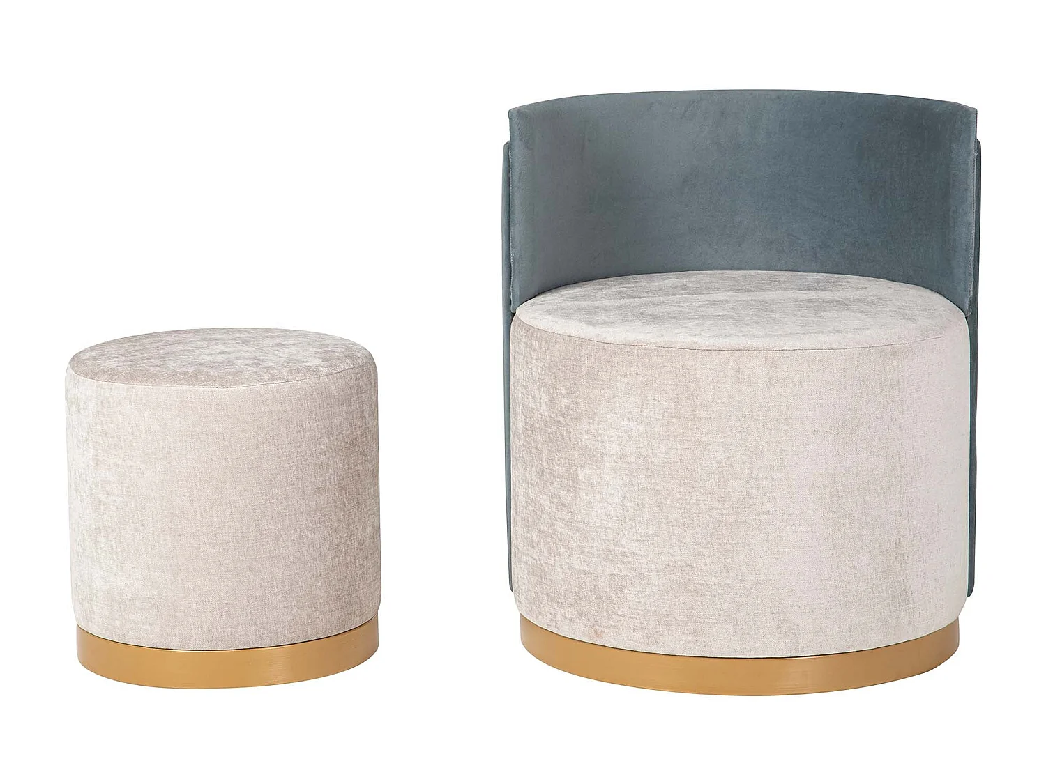 Set Butaca Y Puff Velvet 61x61x70 40x40x40 Cm