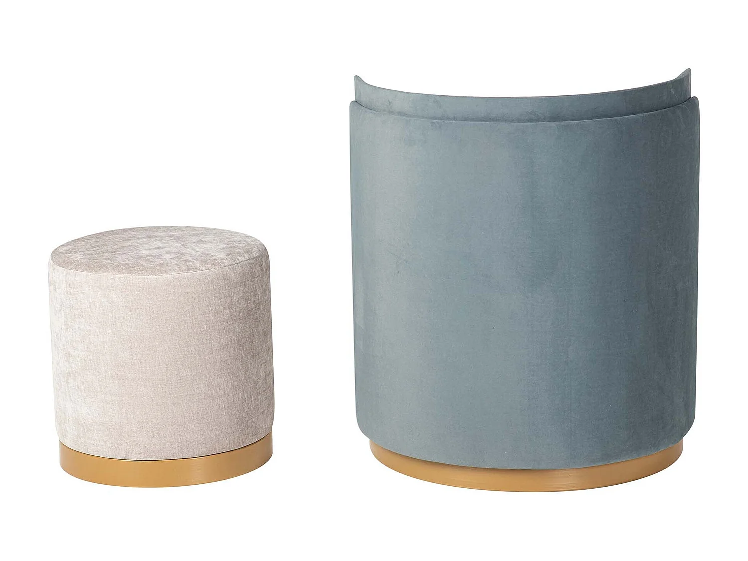 Set Butaca Y Puff Velvet 61x61x70 40x40x40 Cm