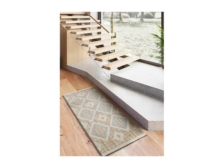 Tapis intérieur - géométrique - multicolore - 80 x 200 cm - SIROCO