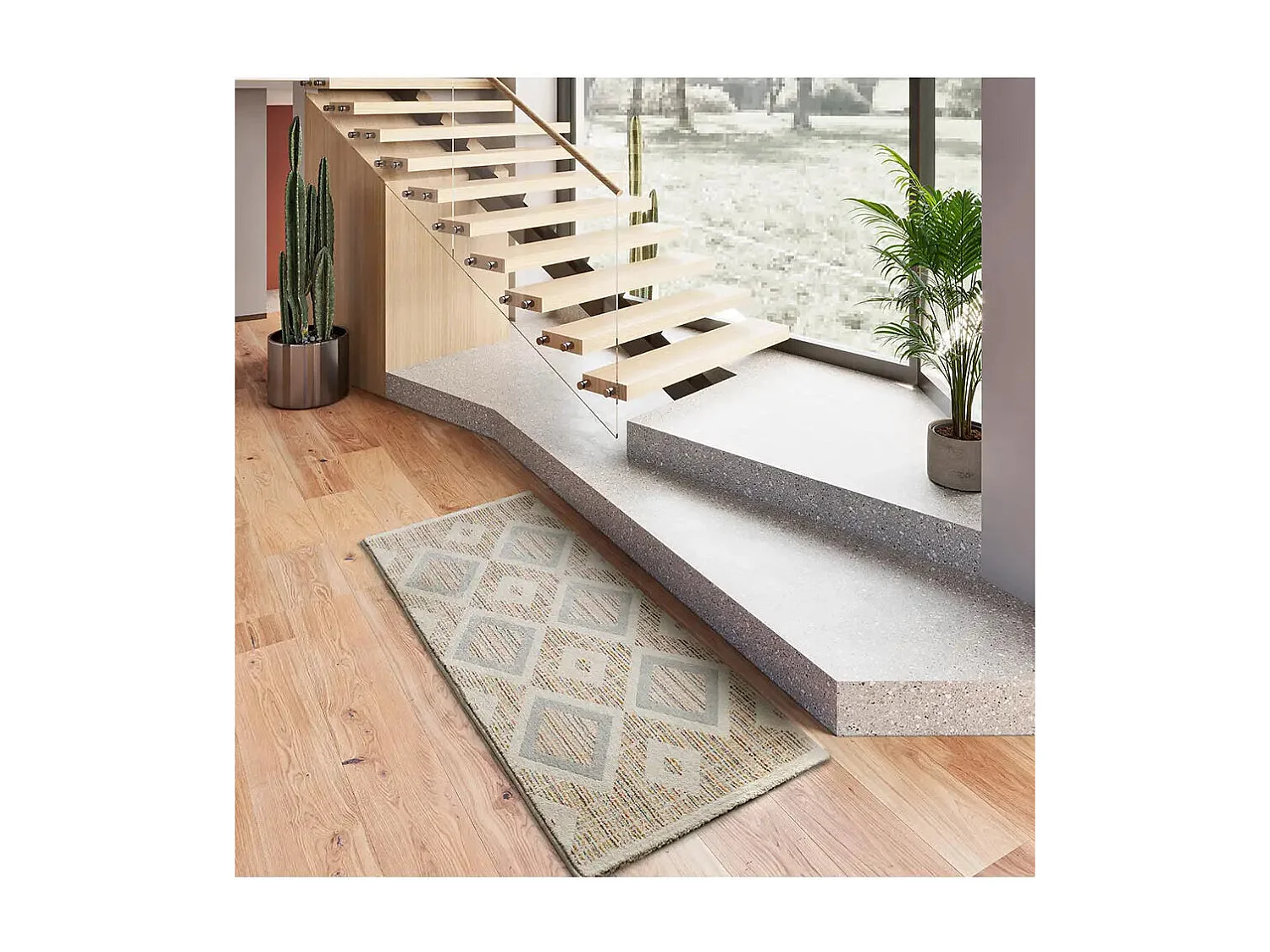 Tapis intérieur - géométrique - multicolore - 80 x 200 cm - SIROCO