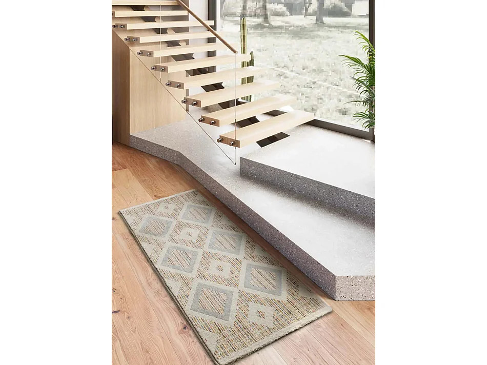 Tapis intérieur - géométrique - multicolore - 80 x 200 cm - SIROCO
