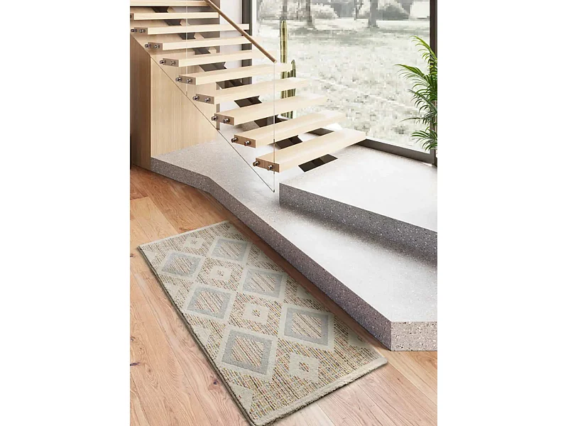 Kurzflorteppich - geometrisch - mehrfarbig - 80x200 cm - SIROCO