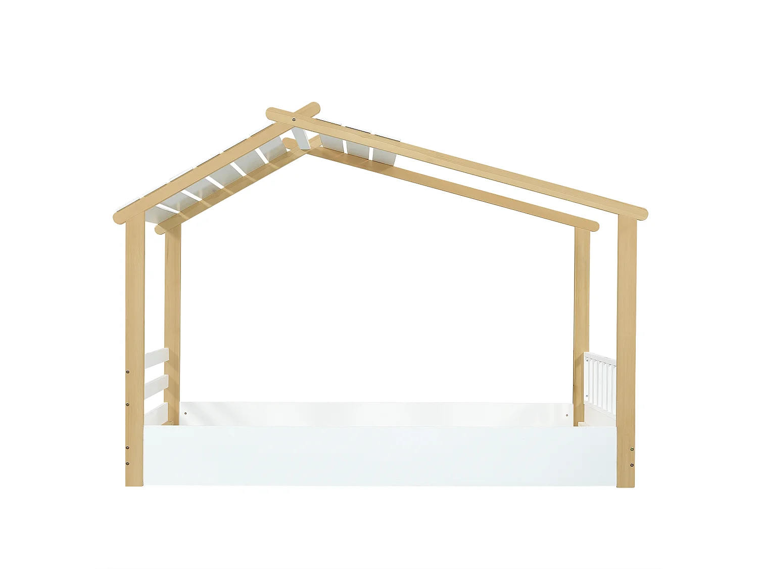 Kinderbed wit en naturel 90x200 cm met lattenbodem, grenen + MDF, zonder matras