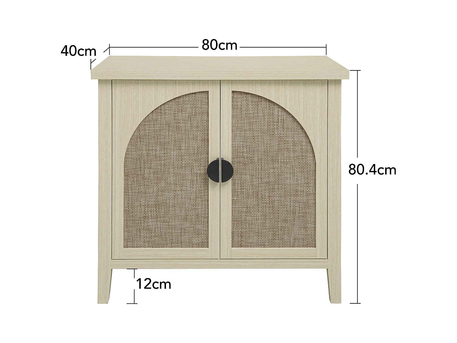 Mobile contenitore a due ante in rattan naturale, moderno mobiletto laterale o cassettiera, adatto per soggiorno, ingresso e cucina
