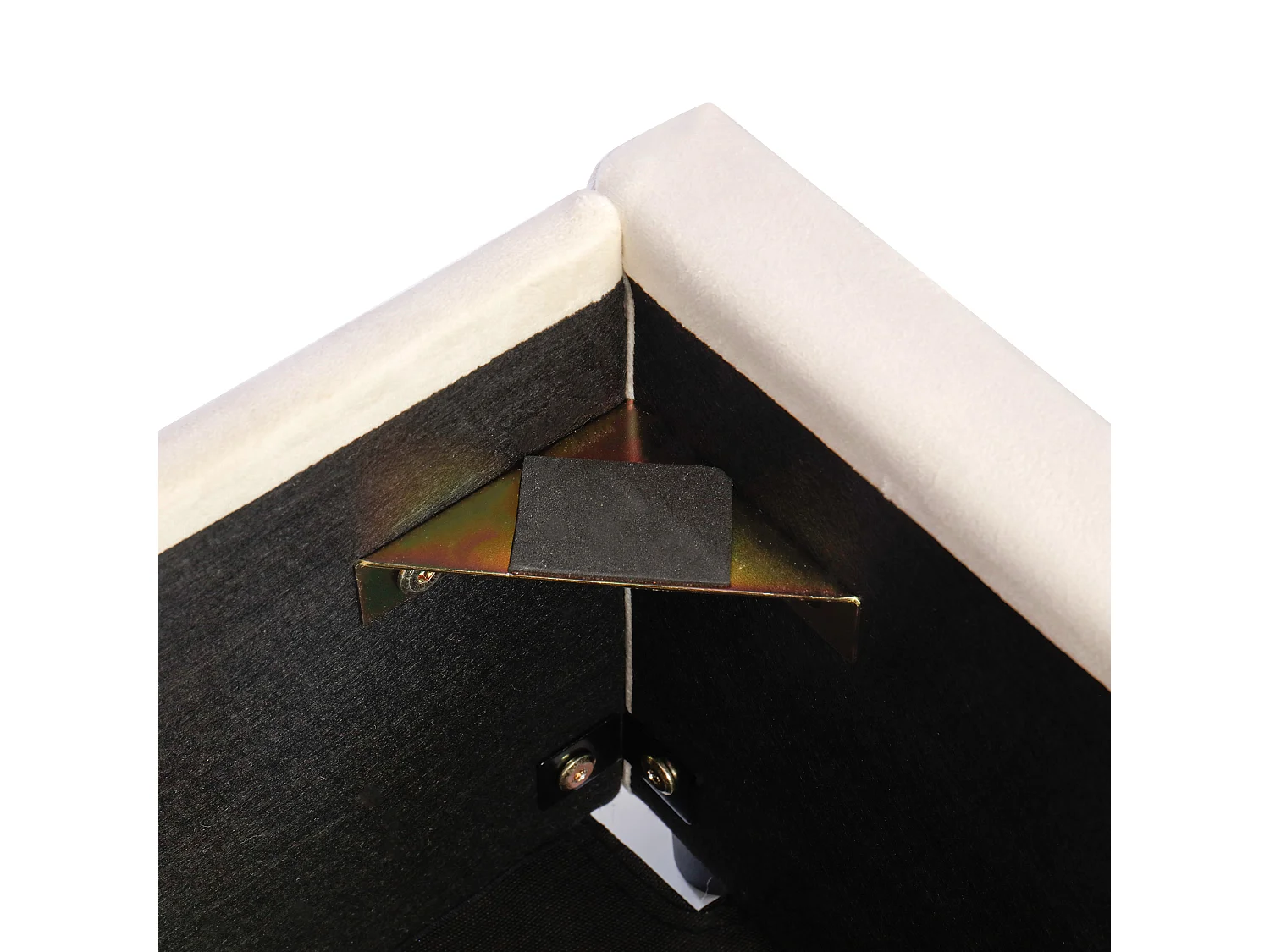 Cama infantil canapé de 90x200cm en terciopelo beige con cabecero y somier (sin colchón)