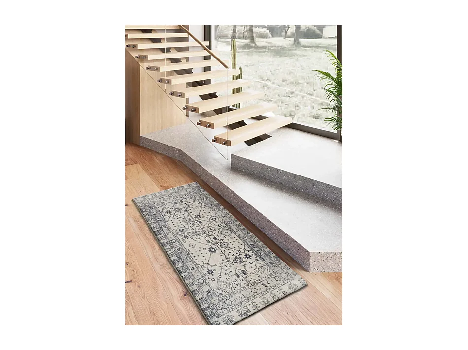 Tapis intérieur - vintage - bleu - 80 x 200 cm - SIROCO