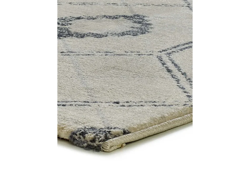 Tapis intérieur - géométrique - bleu / blanc - 80 x 200 cm - SIROCO