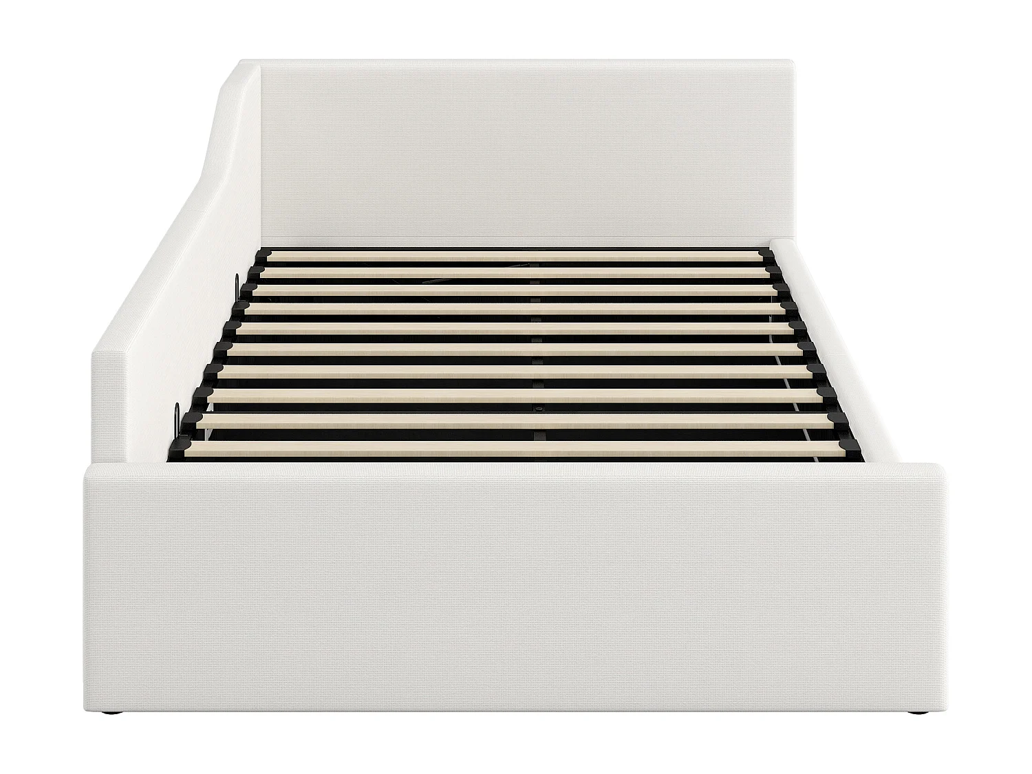 Lit Adulte 140 x 200 cm - Lit Banquette Avec Coffre - En Tissu Lin Rembourré - Sommier 12 Lattes, Capacité 200 kg - Beige Sans matelas