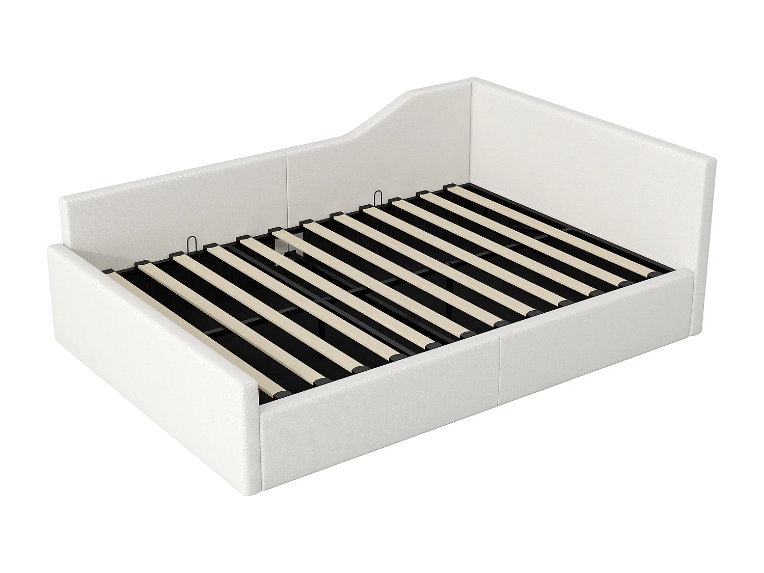 Lit Adulte 140 x 200 cm - Lit Banquette Avec Coffre - En Tissu Lin Rembourré - Sommier 12 Lattes, Capacité 200 kg - Beige Sans matelas