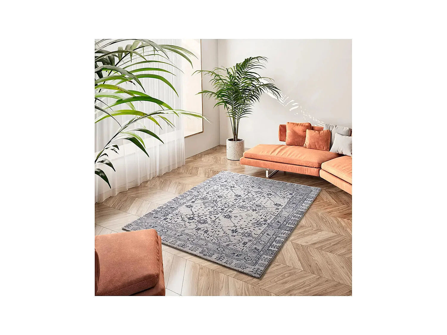 Tapis intérieur - vintage - bleu - 133 x 190 cm - SIROCO