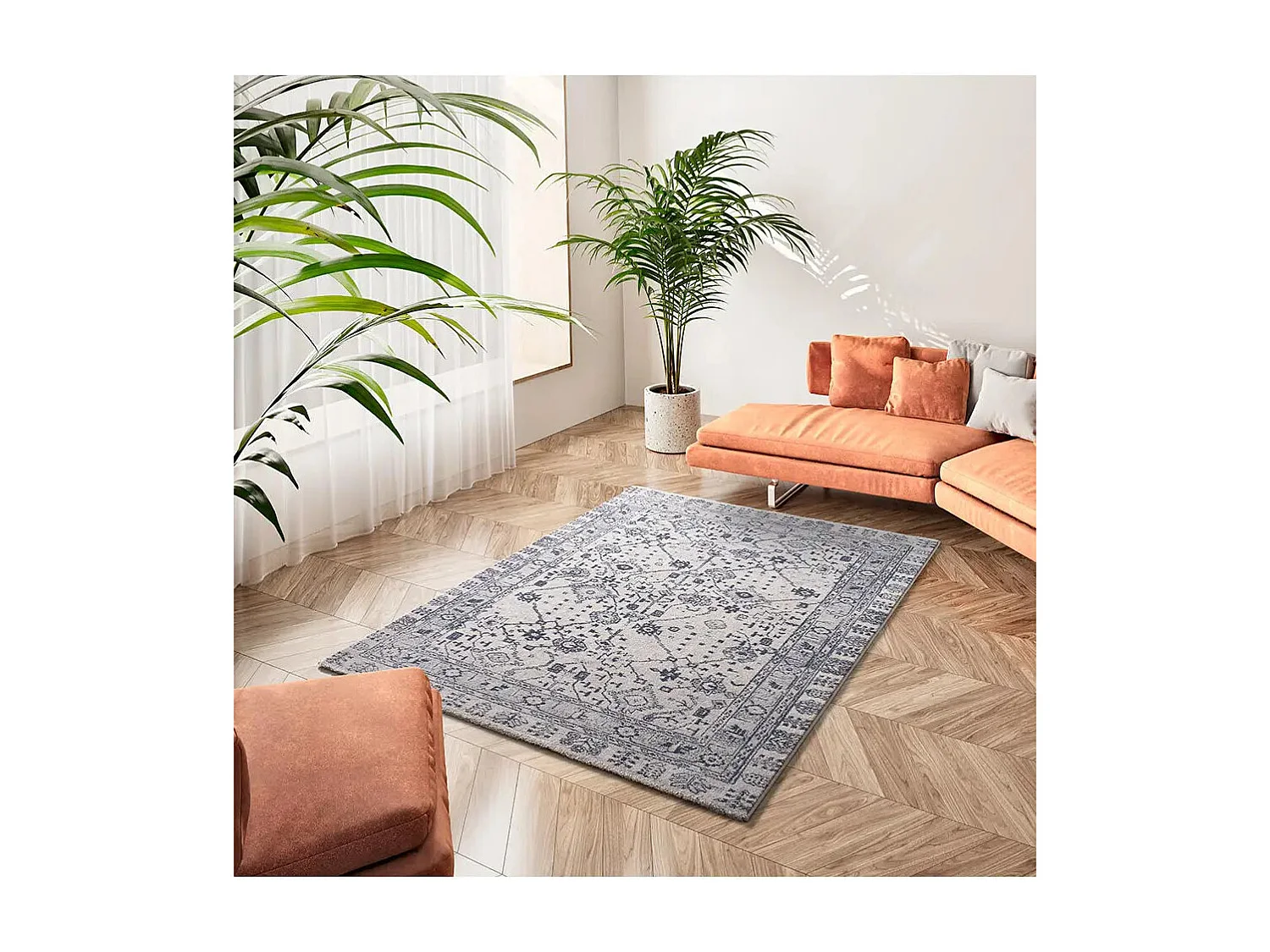Tapis intérieur - vintage - bleu - 133 x 190 cm - SIROCO