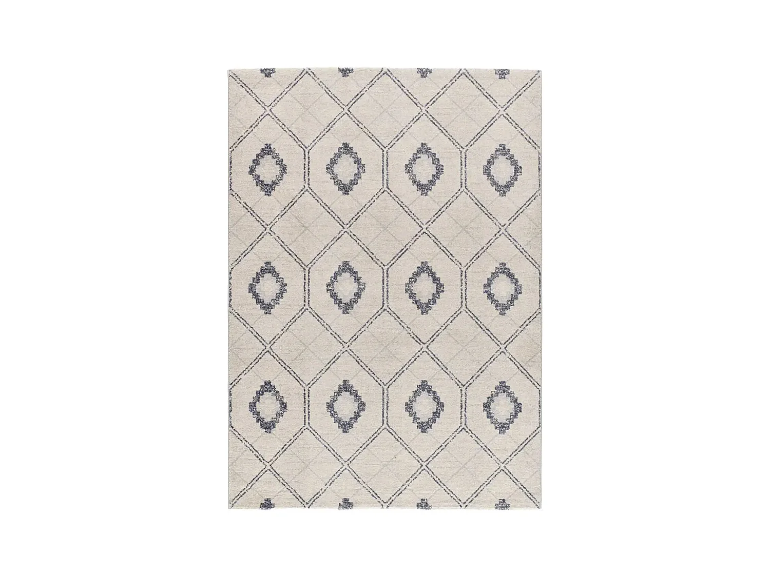 Tapis intérieur - géométrique - bleu / blanc - 133 x 190 cm - SIROCO