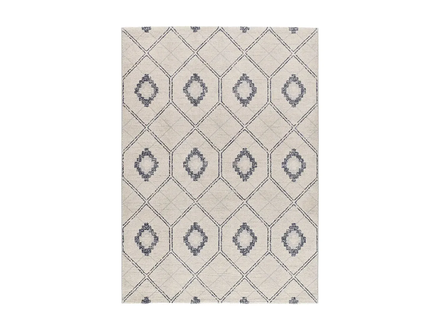 Tapis intérieur - géométrique - bleu / blanc - 133 x 190 cm - SIROCO