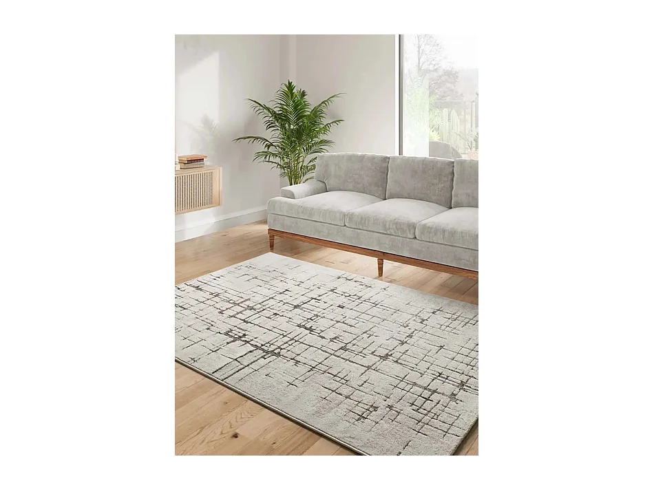 Kurzflorteppich - modern - creme / braun - 80x120 cm - CERES