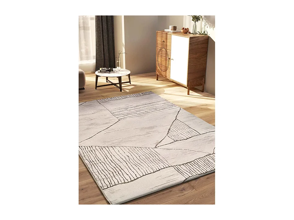 Kurzflorteppich - ethnisch - creme / braun - 80x120 cm - CERES