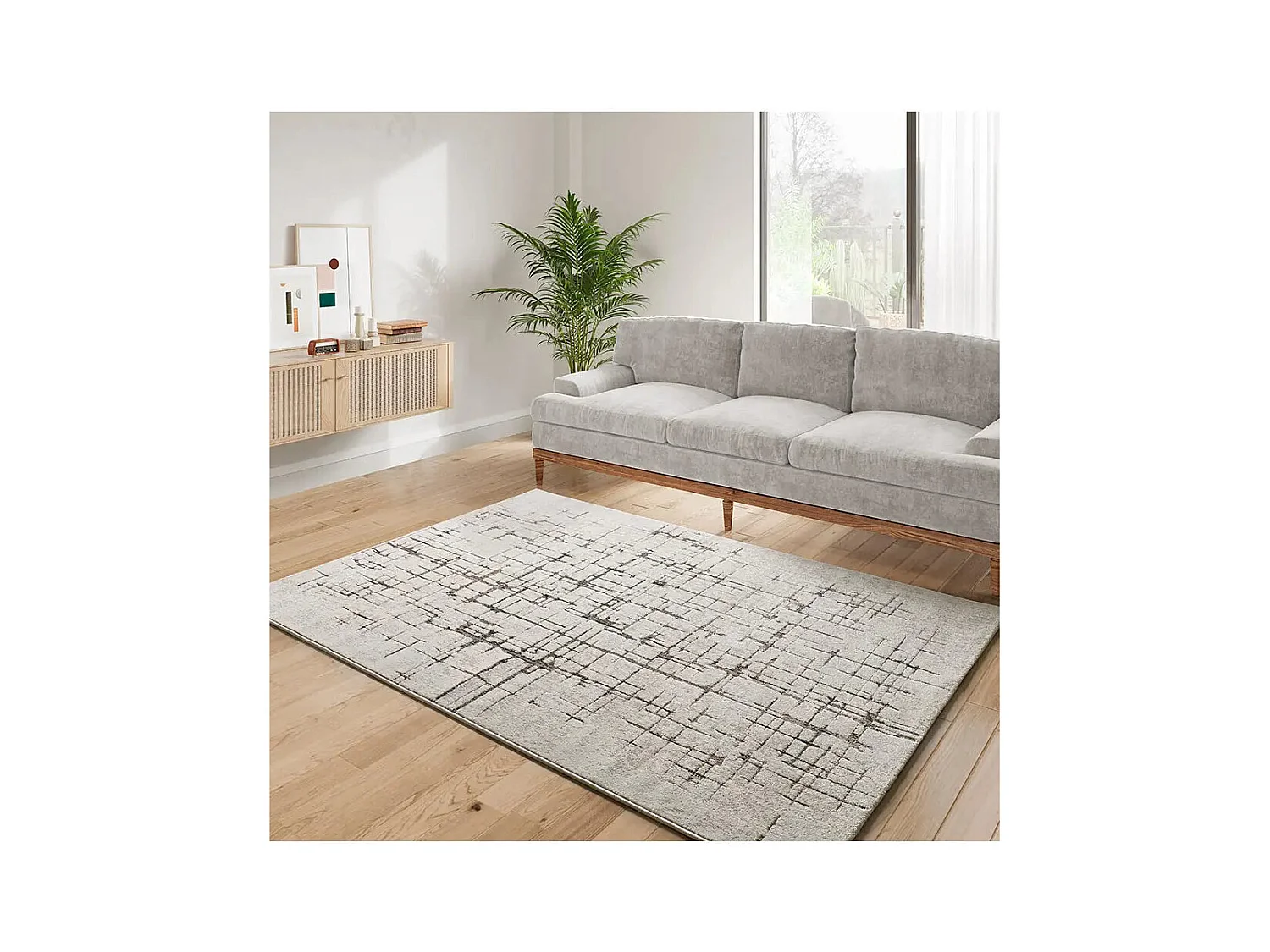 Laagpolig tapijt - modern - crème / bruin - 200x285 cm - CERES