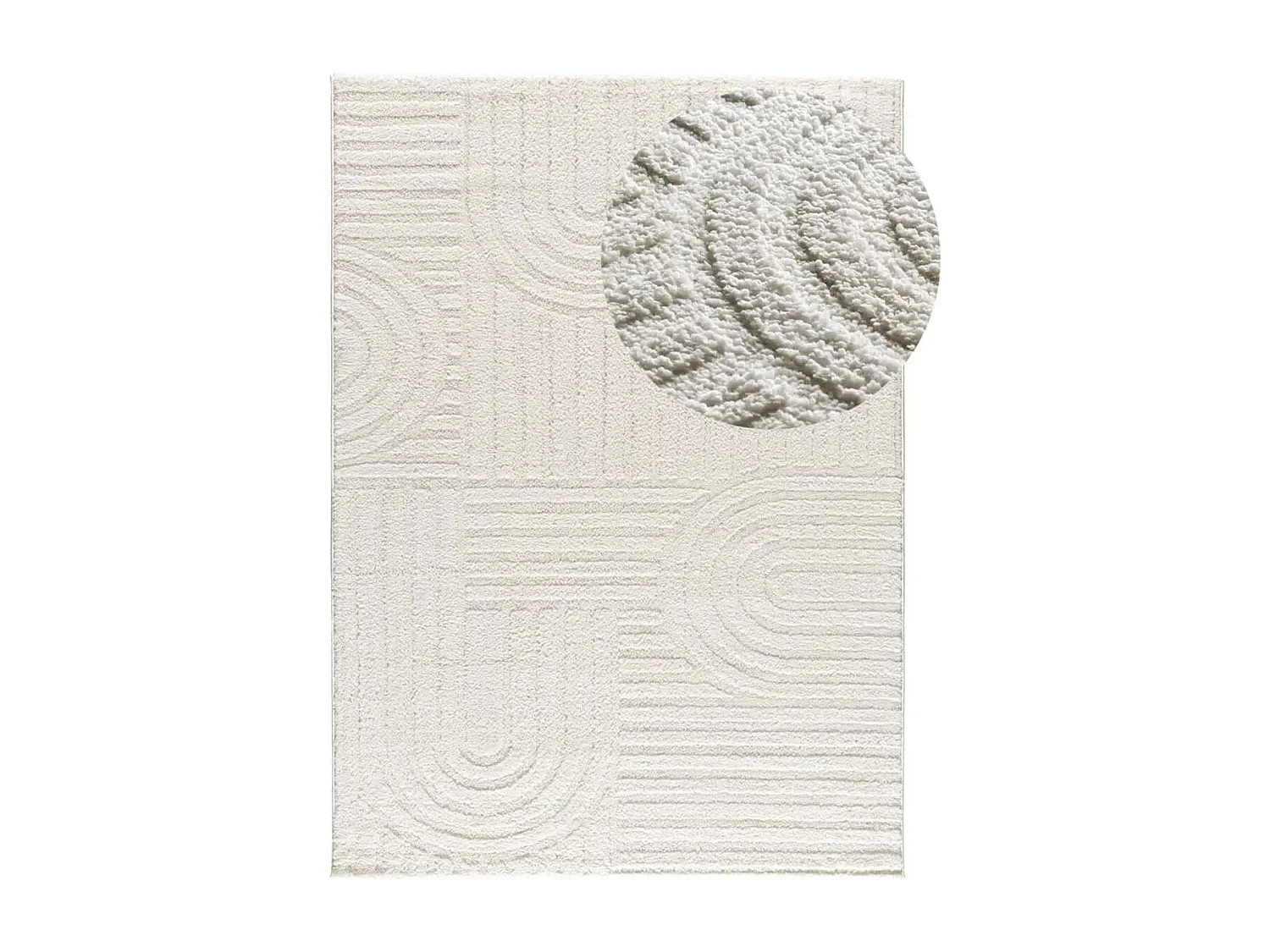 Tapis intérieur - géométrique avec relief - blanc - 126 x 190 cm - JUNO