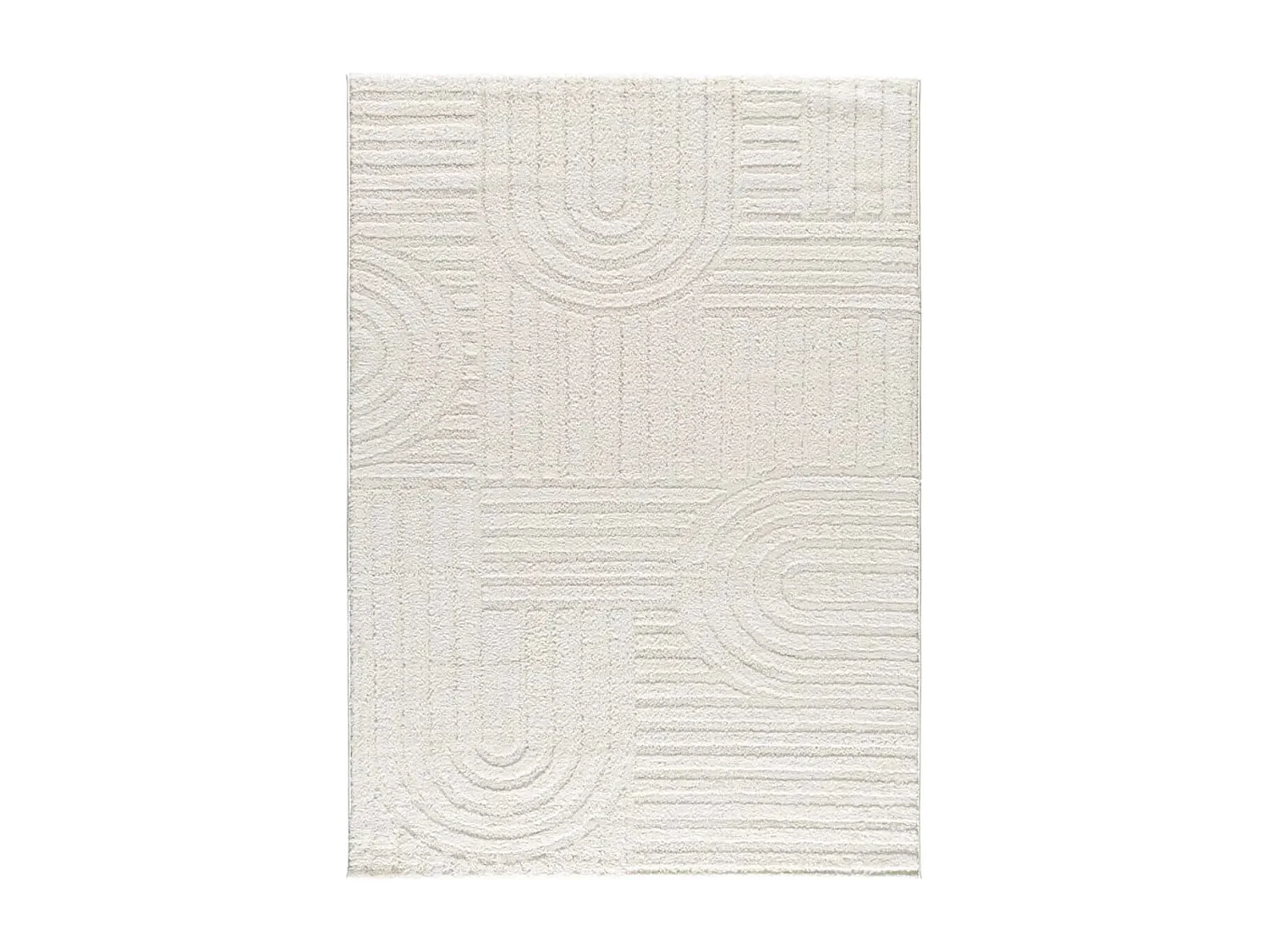 Tapis intérieur - géométrique avec relief - blanc - 152 x 235 cm - JUNO