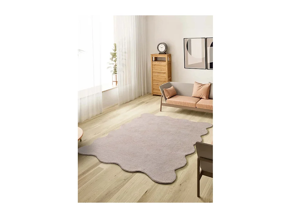 Tapis lavable antidérapant - uni - rose poudré - 120 x 170 cm - MELLOW