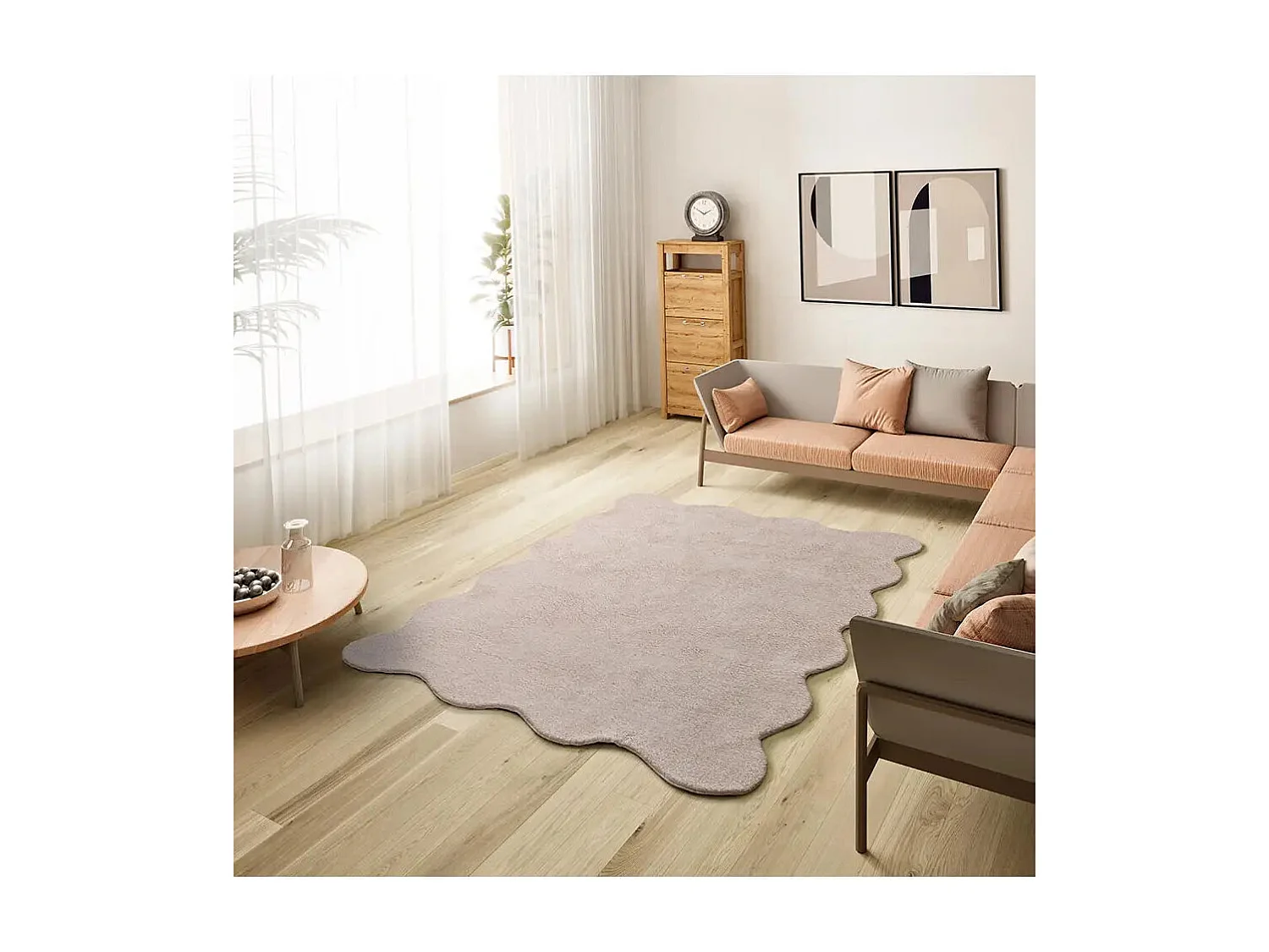 Tapis lavable antidérapant - uni - rose poudré - 120 x 170 cm - MELLOW