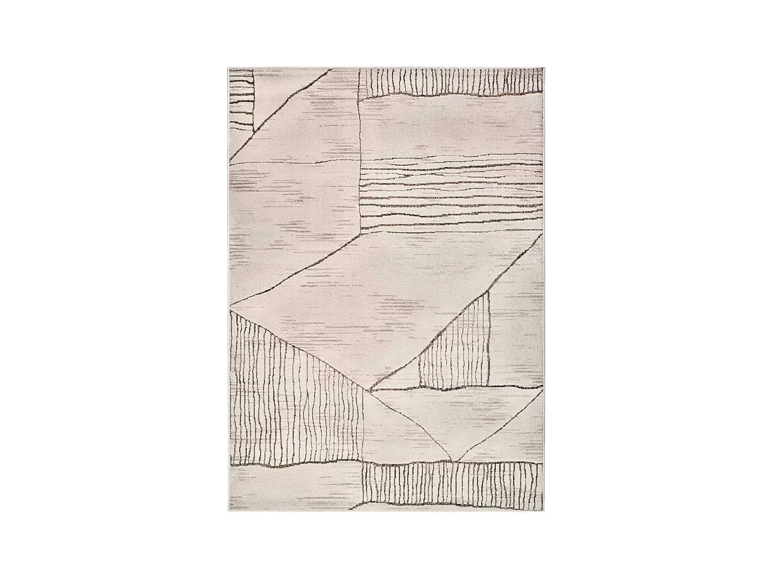 Kurzflorteppich - ethnisch - creme / braun - 133x190 cm - CERES