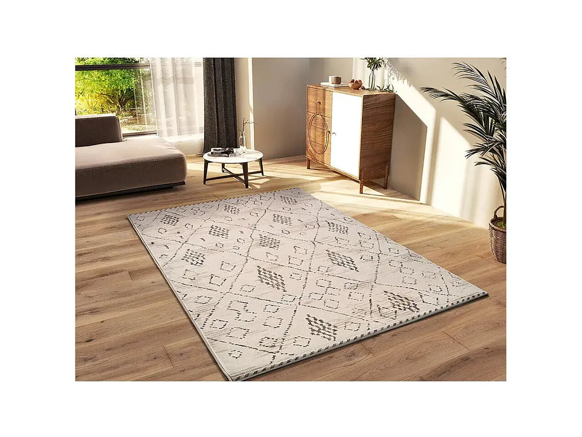 Kurzflorteppich - ethnisch - creme / braun - 160x235 cm - CERES