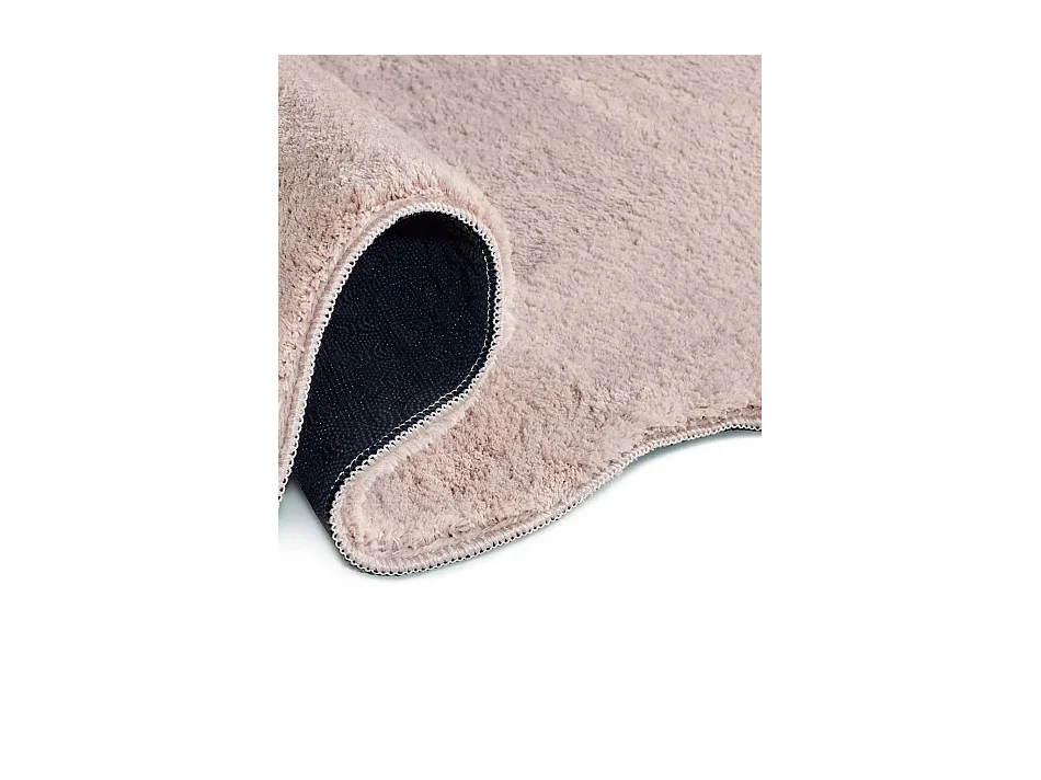 Tapis lavable antidérapant - uni - rose poudré - 160 x 230 cm - MELLOW
