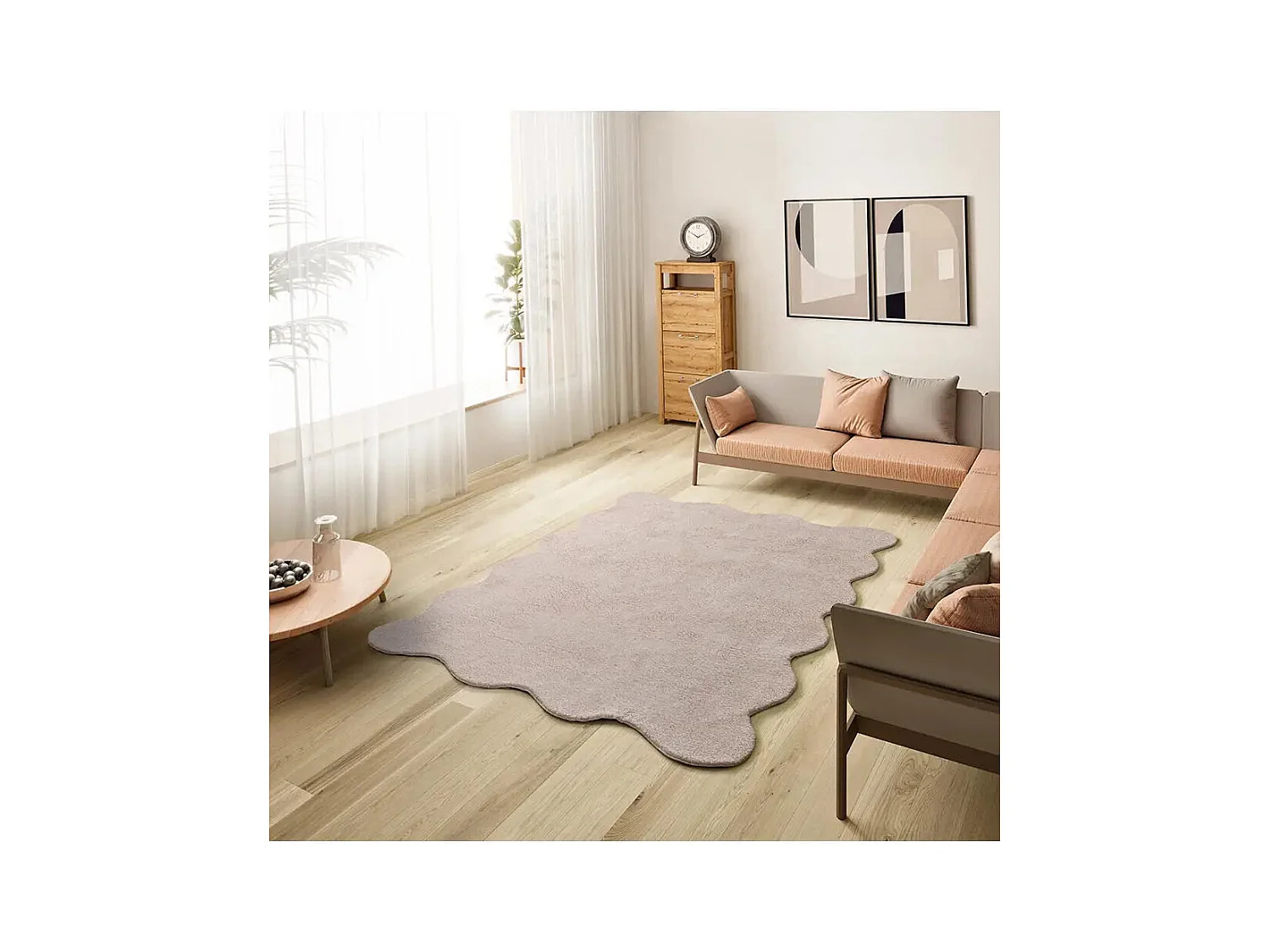 Tapis lavable antidérapant - uni - rose poudré - 160 x 230 cm - MELLOW