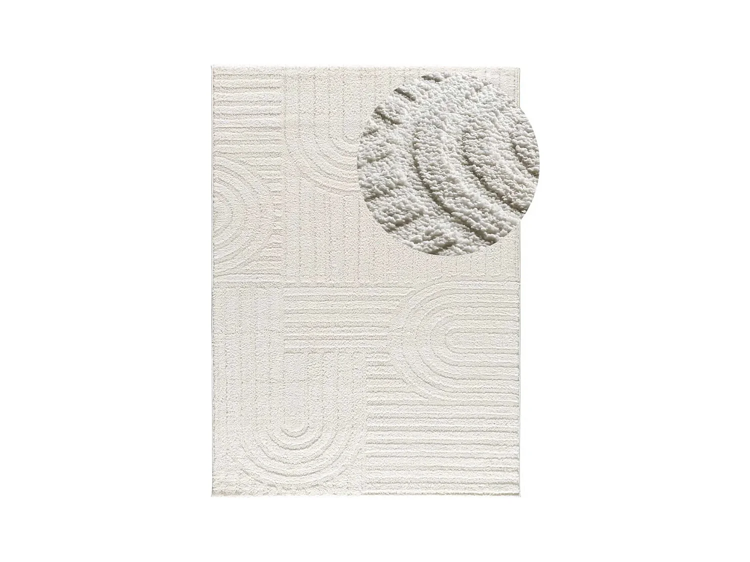 Tapis intérieur - géométrique avec relief - blanc - 64 x 120 cm - JUNO