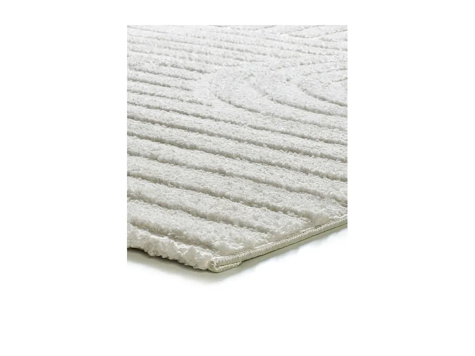 Tapis intérieur - géométrique avec relief - blanc - 64 x 120 cm - JUNO