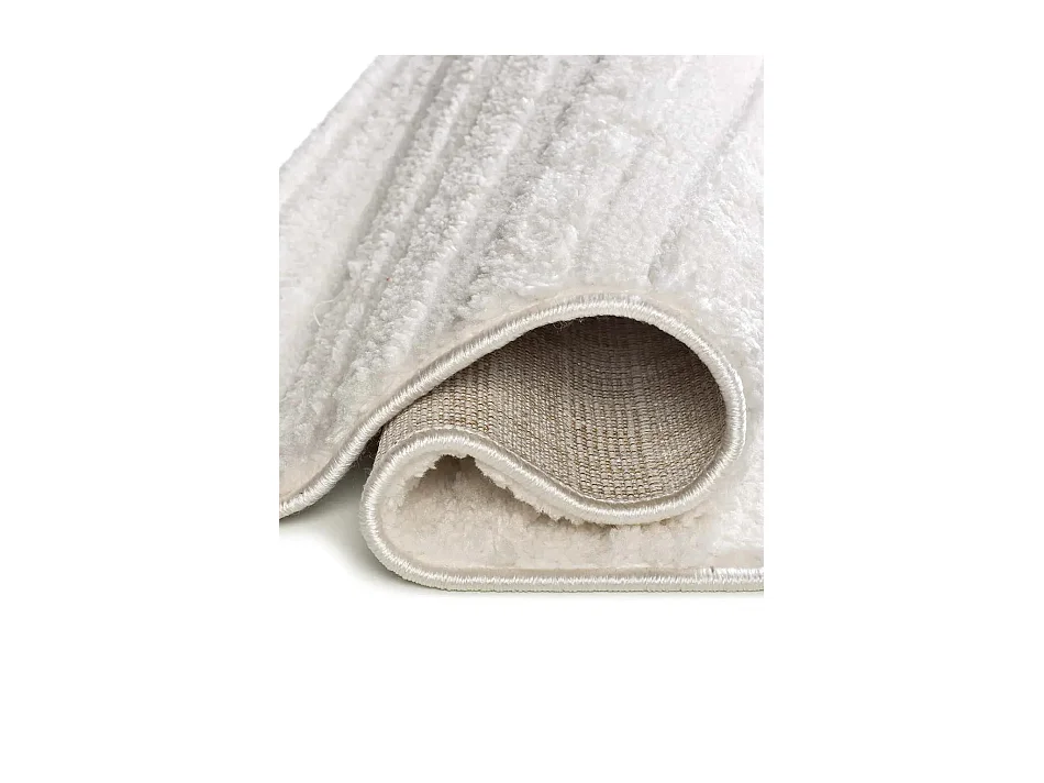 Tapis intérieur - géométrique avec relief - blanc - 64 x 120 cm - JUNO