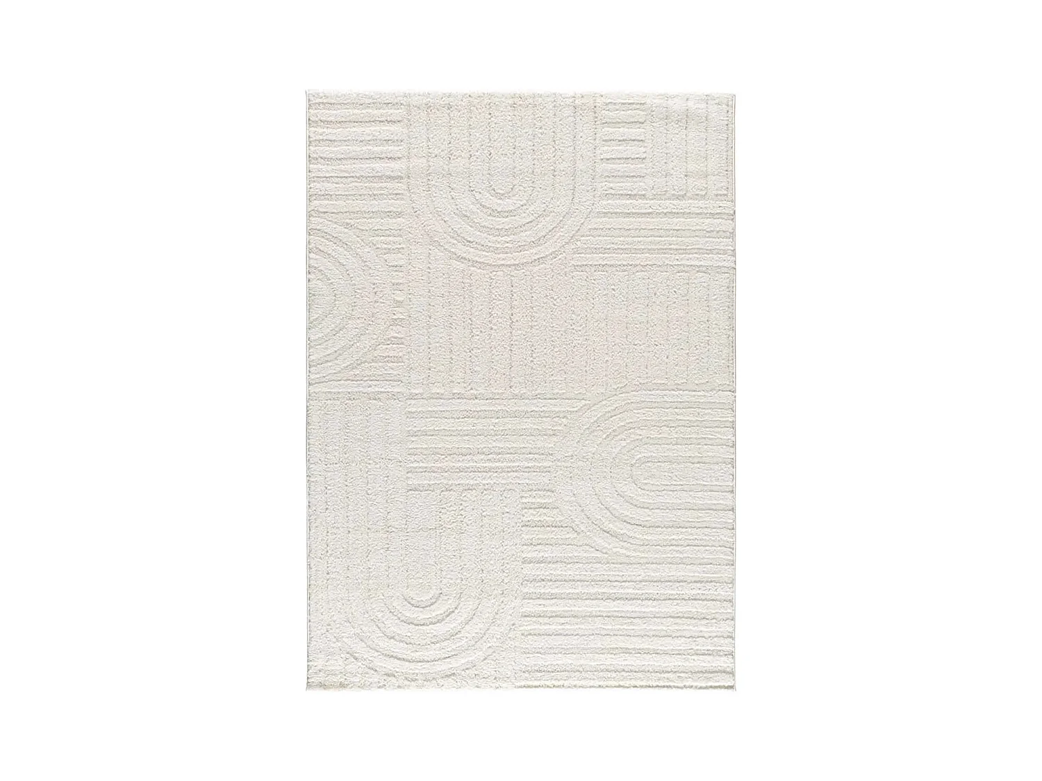 Tapis intérieur - géométrique avec relief - blanc - 64 x 120 cm - JUNO