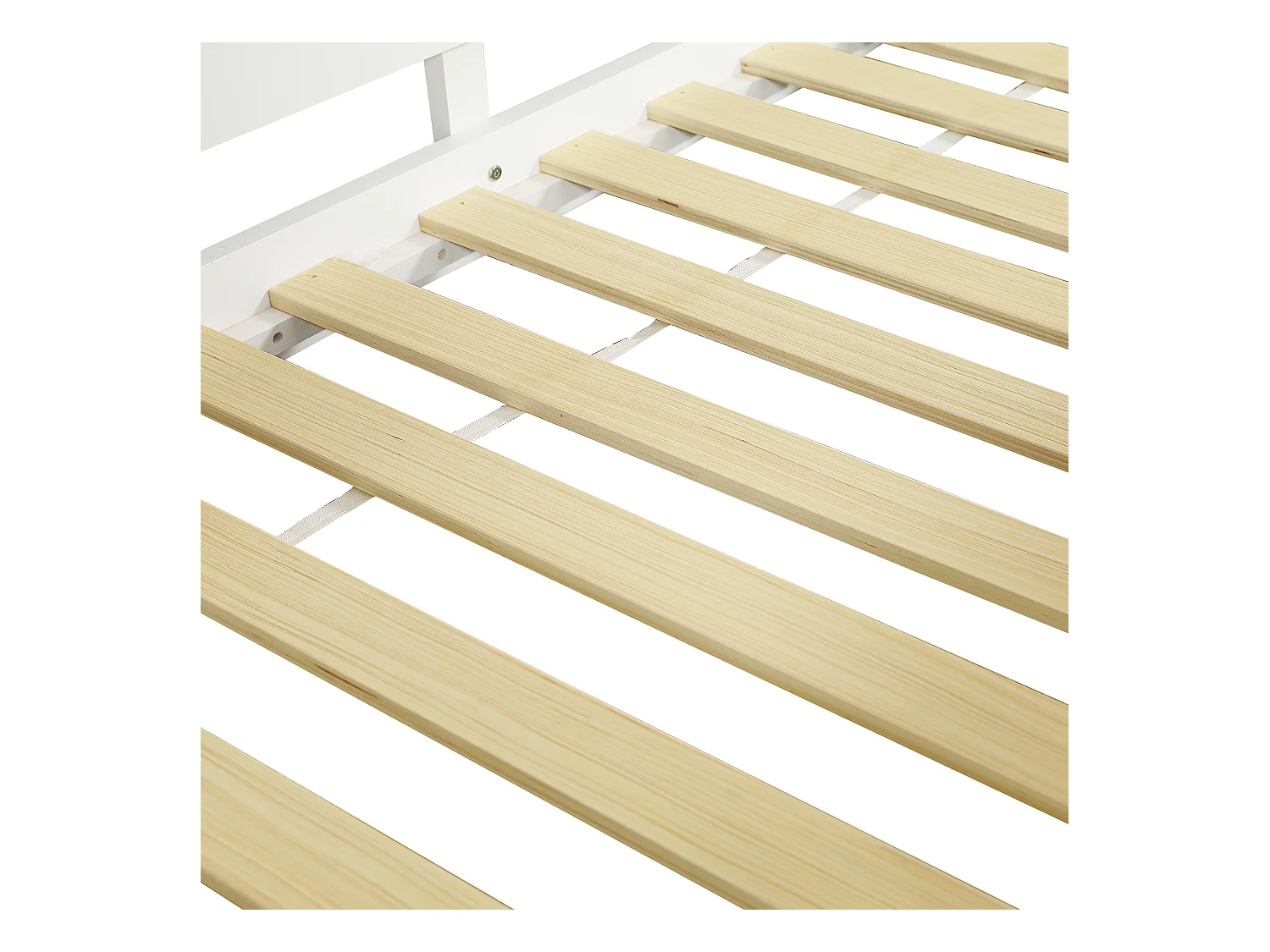 Lit mezzanine cabane enfant 90x200cm blanc et naturel avec échelle de rangement, étagères et 2 portes, sans matelas