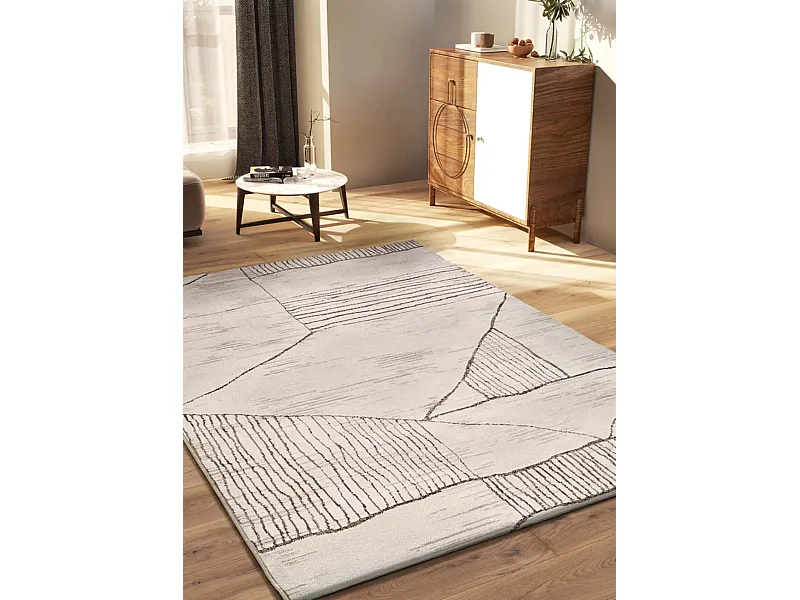 Kurzflorteppich - ethnisch - creme / braun - 133x190 cm - CERES