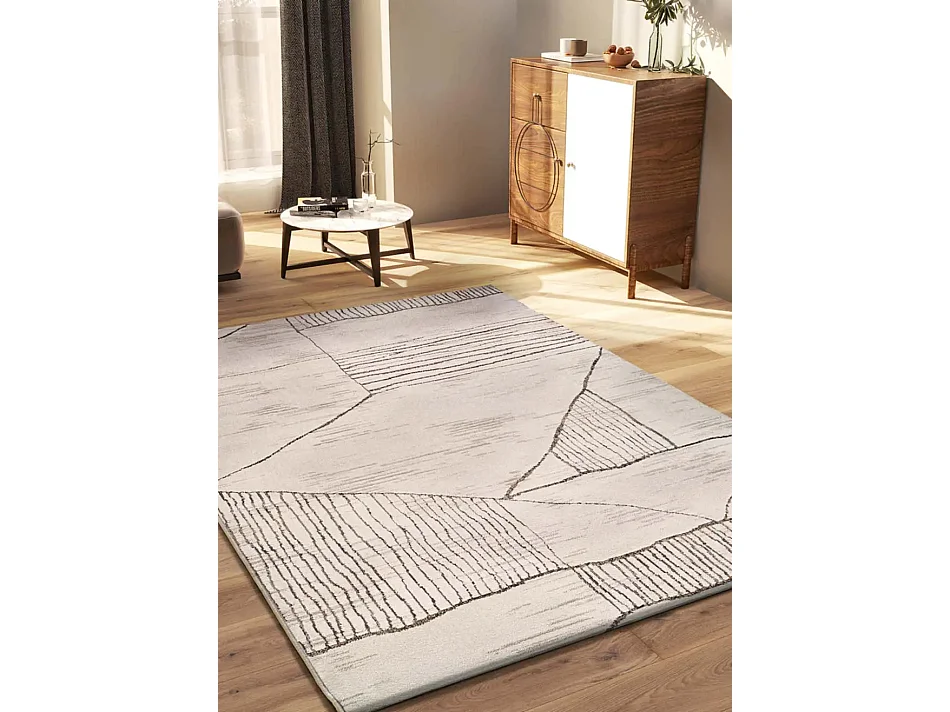 Tapis intérieur - ethnique - crème / marron - 133 x 190 cm - CERES