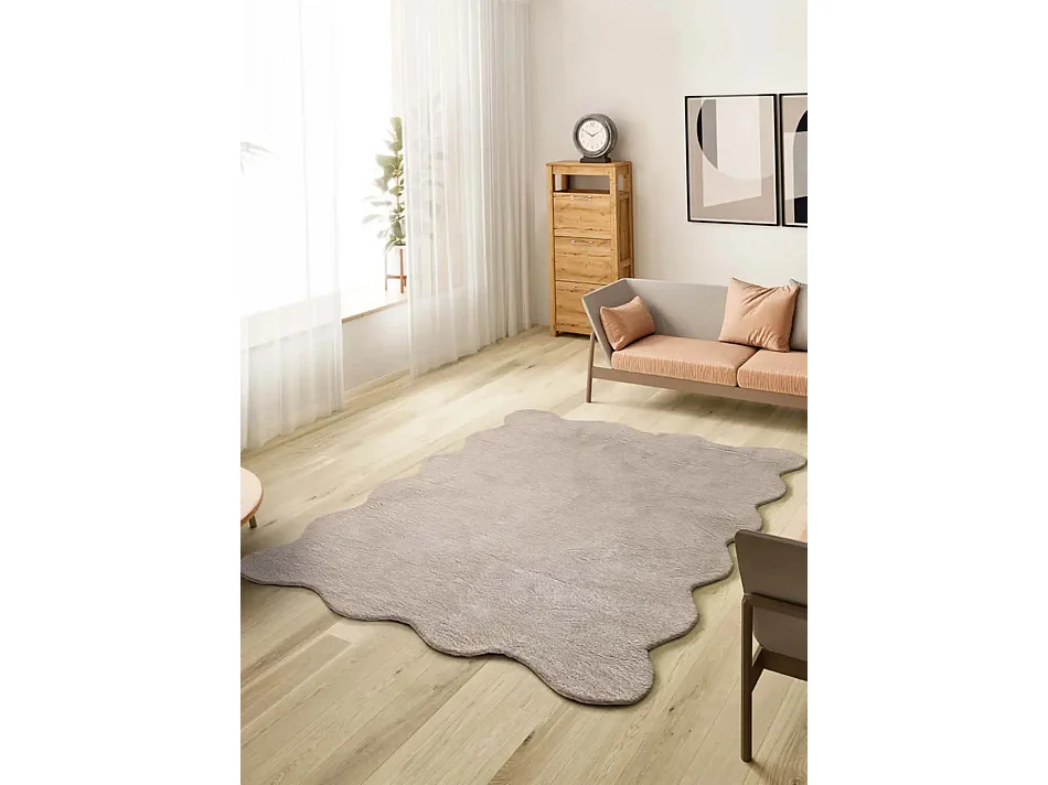Tapis lavable antidérapant - uni - taupe - 160 x 230 cm - MELLOW