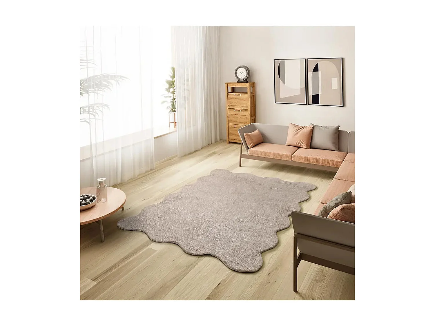 Tapis lavable antidérapant - uni - taupe - 160 x 230 cm - MELLOW